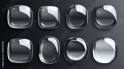 set of vector glass transparent web buttons