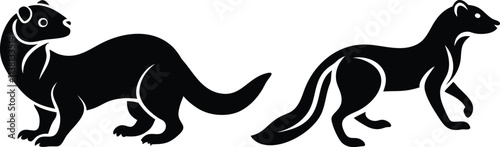 Photography Ferret icon and logo silhouette set vector art and using black color illustratio