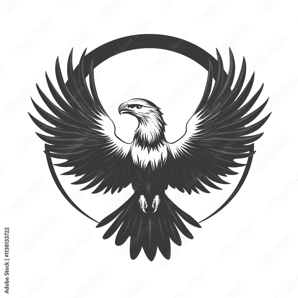 Fototapeta premium Majestic eagle with wings spread in a circle.