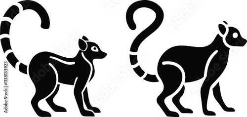 Lemur icon and logo silhouette set vector art and using black color illustration design photo