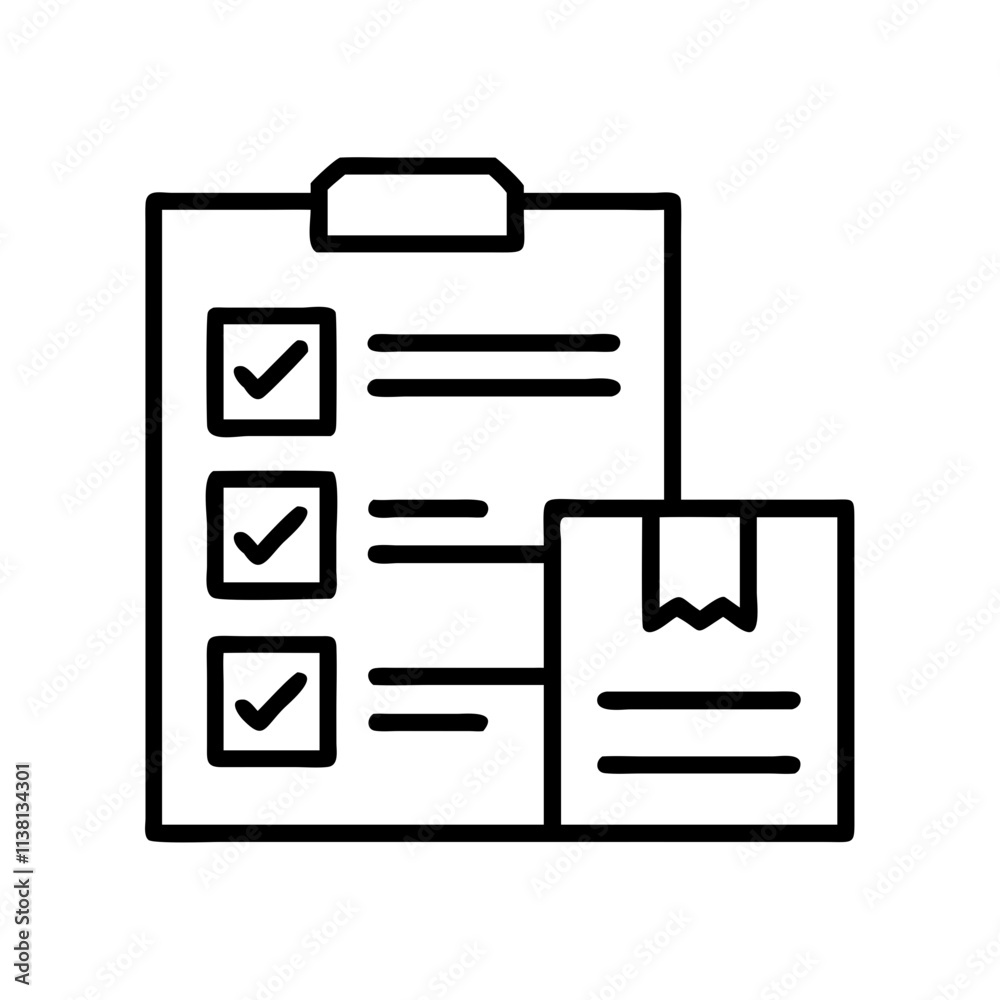 inventory checklist icon, small business line art, business icon - simple black line art icon of inventory checklist, for small business celebrations. business vector art. inventory checklist icon, small business line art, business icon - simple black line art icon of inventory checklist, for small business celebrations. business vector art.