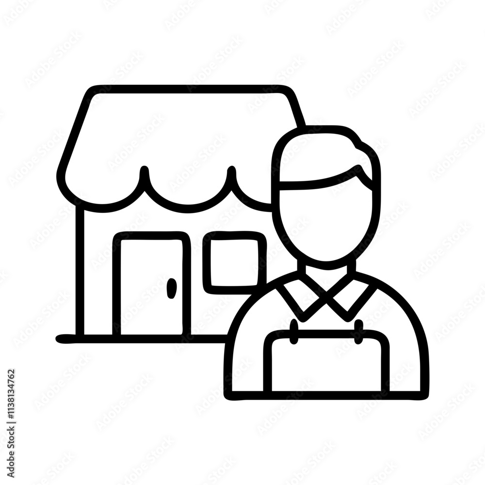 small business owner icon, small business line art, business icon - simple black line art icon of small business owner, for small business celebrations. business vector art. small business owner icon, small business line art, business icon - simple black line art icon of small business owner, for small business celebrations. business vector art.