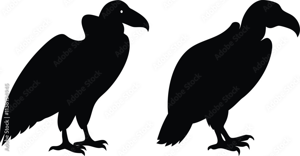 Vulture icon and logo silhouette set vector art and using black color illustration design Vulture icon and logo silhouette set vector art and using black color illustration design