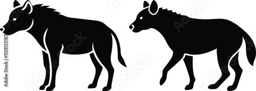 Hyena icon and logo silhouette set vector art and using black color illustration design photo