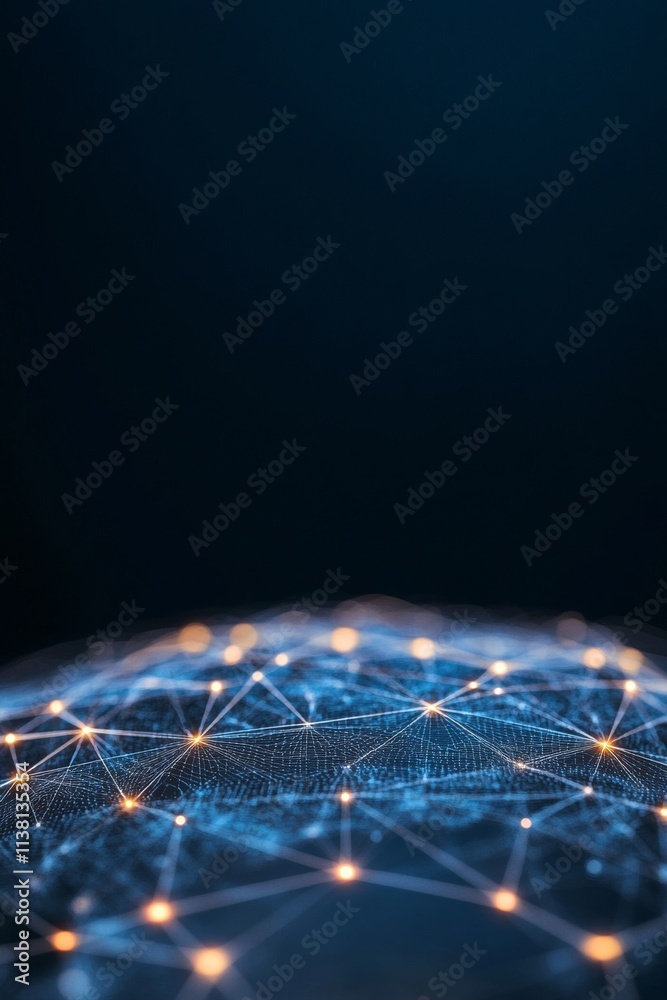 Obraz premium Futuristic Digital Network Abstract Aerial View of Illuminated Pathways