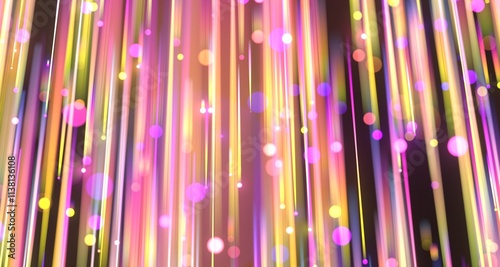 Neon streams move along cur...