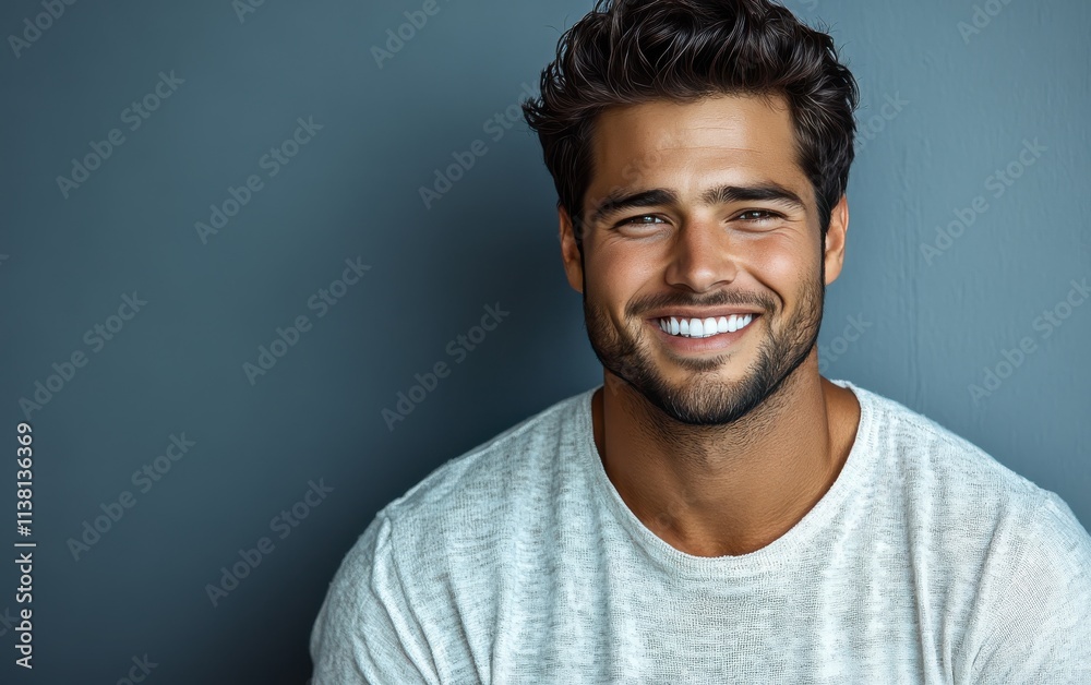 man smiling with sweatshirt in color background man smiling with sweatshirt in color background