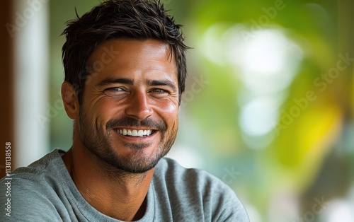 man smiling with sweatshirt in color background