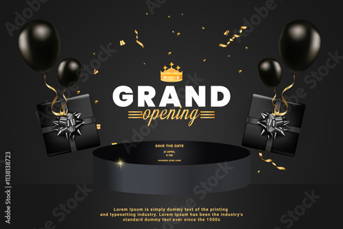 Grand Opening banner Template,Ribbon cutting ceremony.