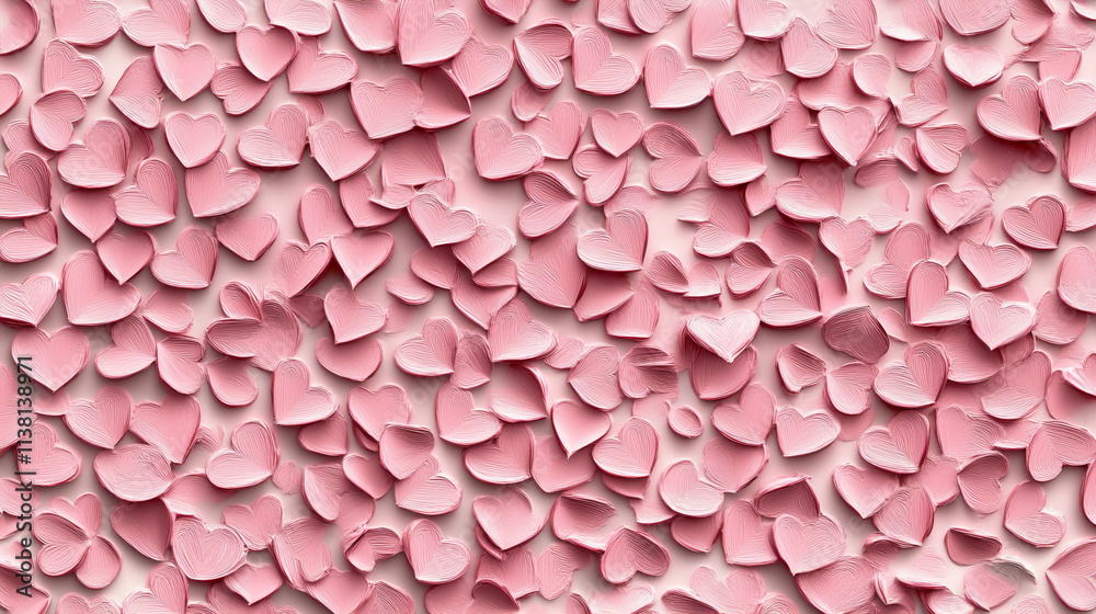 Fototapeta premium Monochrome hearts doodle showcases intricate patterns of pink hearts against a soft background