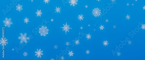 White Snowflakes on Blue Background