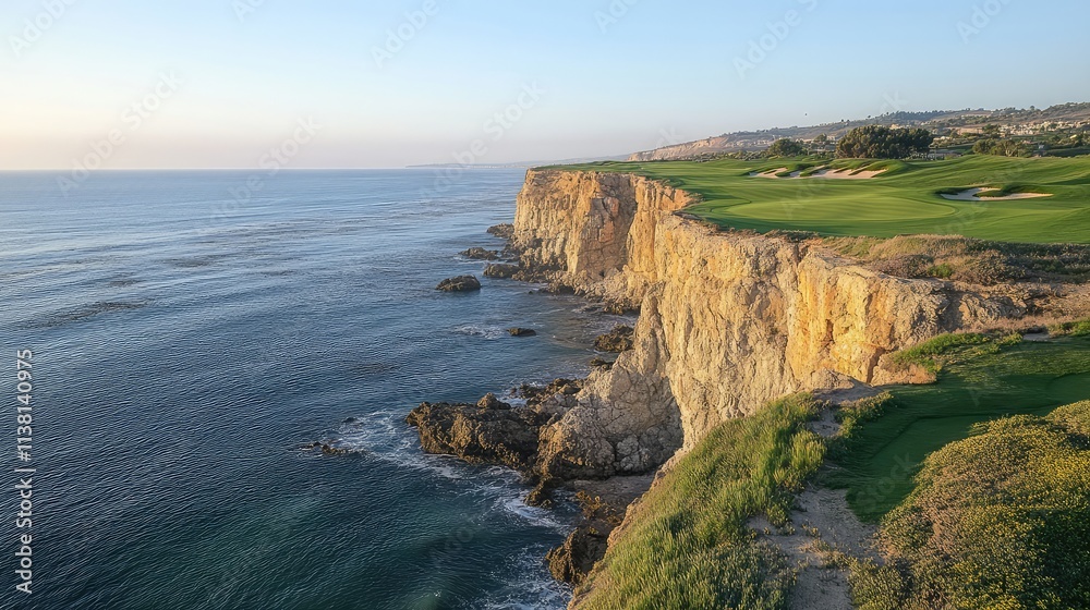 Scenic Ocean Cliff View with Lush Green Golf Course and Sea Scenic Ocean Cliff View with Lush Green Golf Course and Sea