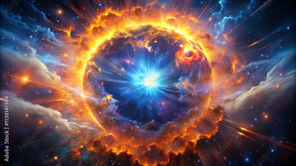 Obraz premium Supernova Explosion: Cosmic Fireworks, Celestial Event, Star Death, Nebula 