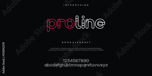 Proline abstract minimal modern alphabet fonts. Typography technology vector illustration