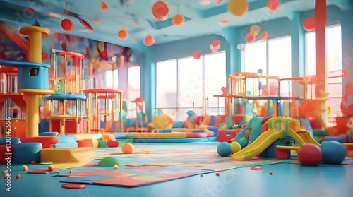 Wallpaper Mural Abstract blur kids indoor playground for learning background.generative.ai Torontodigital.ca