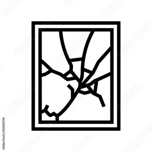 shattered mirror fracture line icon vector. shattered mirror fracture sign. isolated contour symbol black illustration
