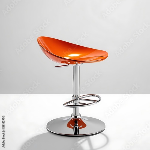 A comfortable armchair, cozy chair and stool with a plain background photo