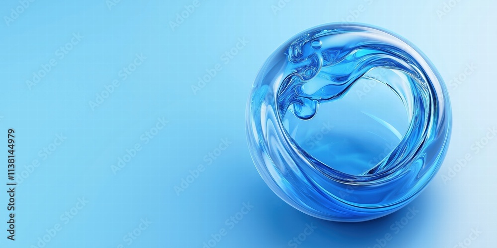 Smooth Blue Wave in Glass Sphere Smooth Blue Wave in Glass Sphere
