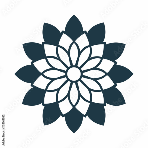 Colorful flat flower mandala design silhouette, Single mandala art vector, Vector of single flower mandala, Vector illustration