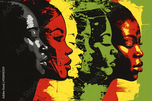 Black history month. Background with strokes of red, yellow, green paint. Racial equality and justice	