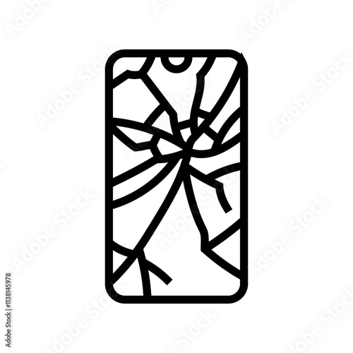 broken smartphone screen line icon vector. broken smartphone screen sign. isolated contour symbol black illustration