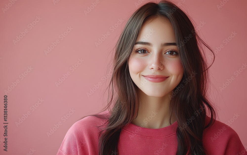 smiling beauty woman with casual sweatshirt in color background