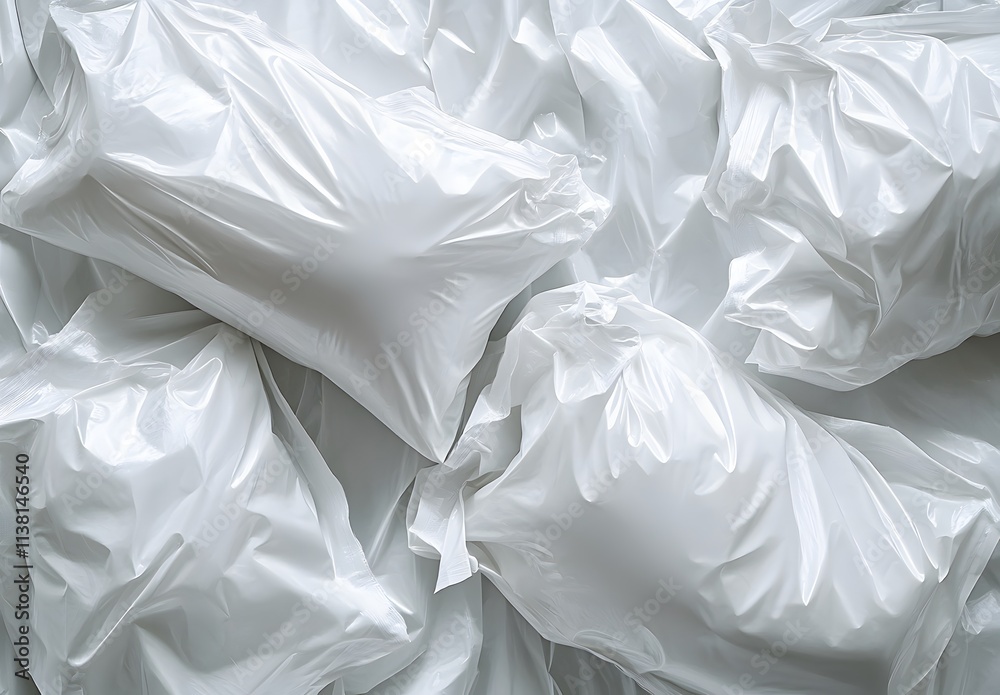 Obraz premium White Plastic Bags Crumpled Texture Background
