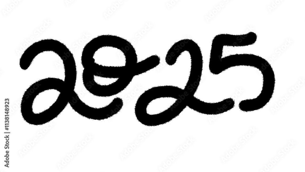 Fototapeta premium 2025 hand drawn design for Happy New Year poster, Brochure design template