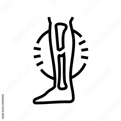 broken leg fracture injury line icon vector. broken leg fracture injury sign. isolated contour symbol black illustration