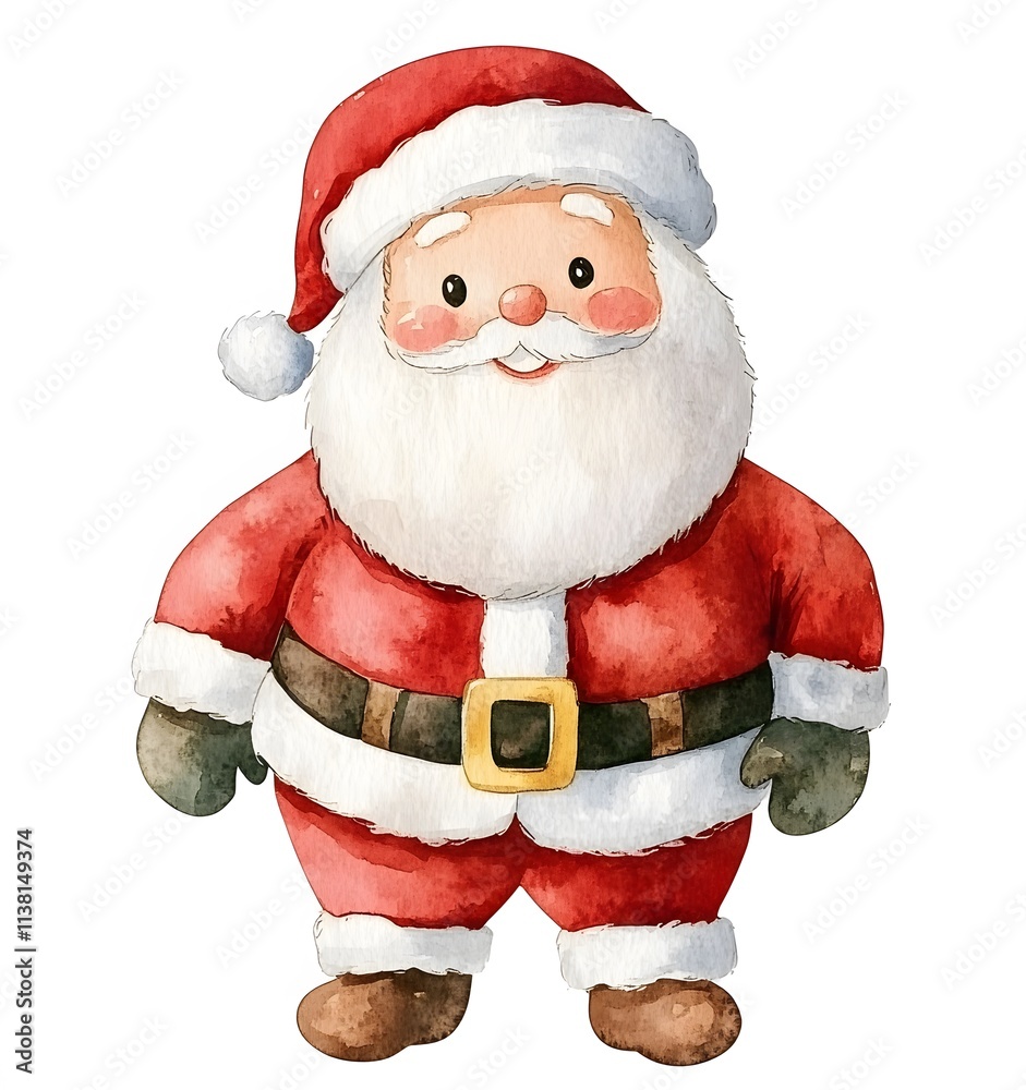 A Watercolor Painting Of A Cheerful Santa Claus A Watercolor Painting Of A Cheerful Santa Claus