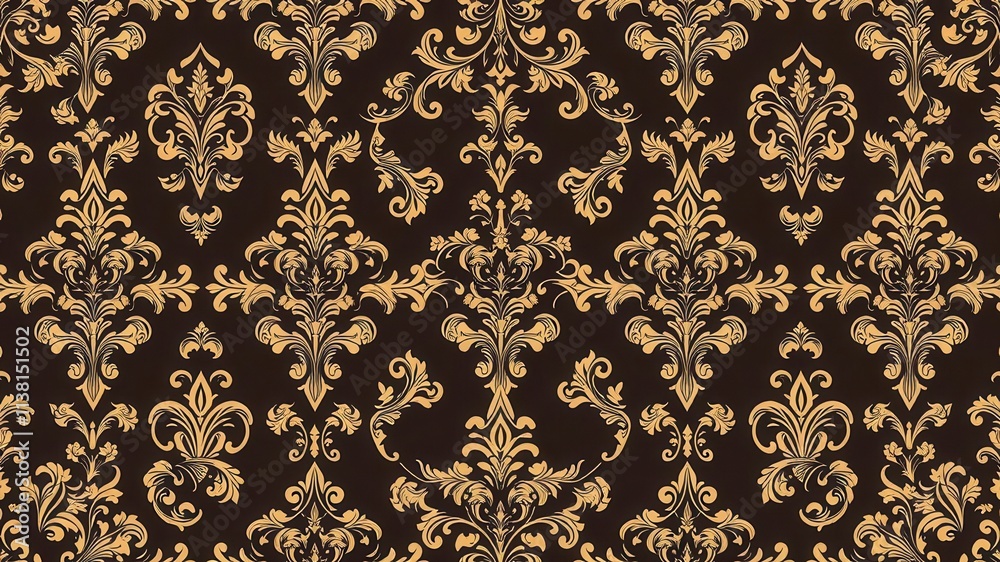 Elegant and intricate damask seamless vector pattern with floral and geometric elements, luxury, wallpaper, decorative Elegant and intricate damask seamless vector pattern with floral and geometric elements, luxury, wallpaper, decorative