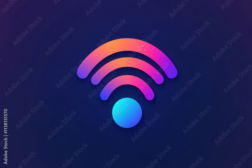 A vibrant, modern WiFi symbol illustrating connectivity and digital communication in a colorful design. A vibrant, modern WiFi symbol illustrating connectivity and digital communication in a colorful design.
