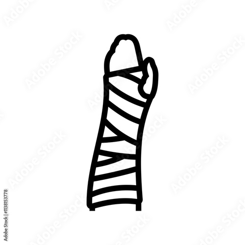 arm cast fracture injury line icon vector. arm cast fracture injury sign. isolated contour symbol black illustration