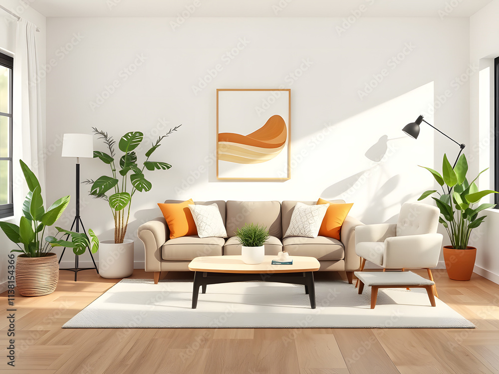Obraz premium Modern living room with sofa and stylish furniture