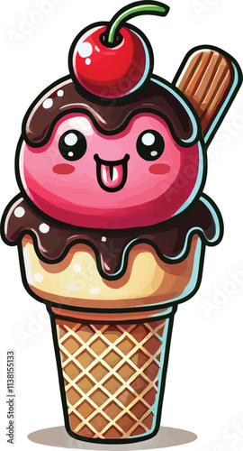 Ice cream cone design dessert icon