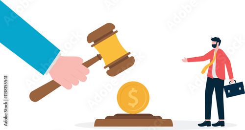 Business team handshake for canceled verdict with money metaphor of corruption. Illustration For Wallpaper, Banner, Background, Book Illustration, And Web Landing Page.
