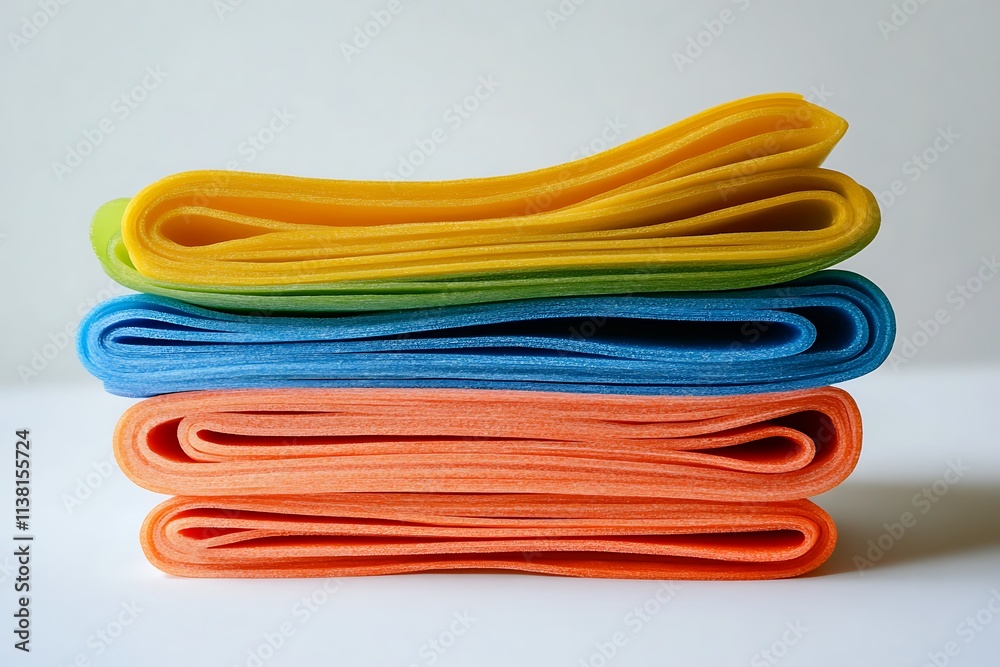 A stack of colorful rubber bands isolated on white A stack of colorful rubber bands isolated on white