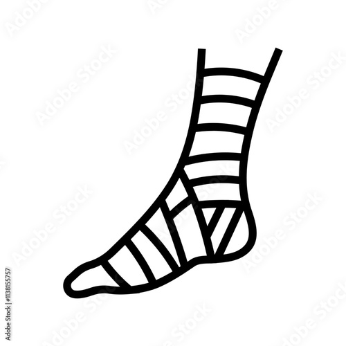 bandaged foot fracture injury line icon vector. bandaged foot fracture injury sign. isolated contour symbol black illustration