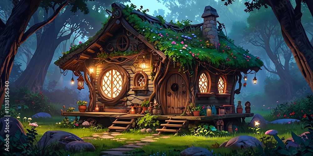 Obraz premium house fairy in the forest