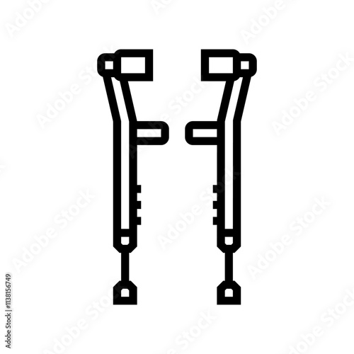 walking crutches fracture injury line icon vector. walking crutches fracture injury sign. isolated contour symbol black illustration