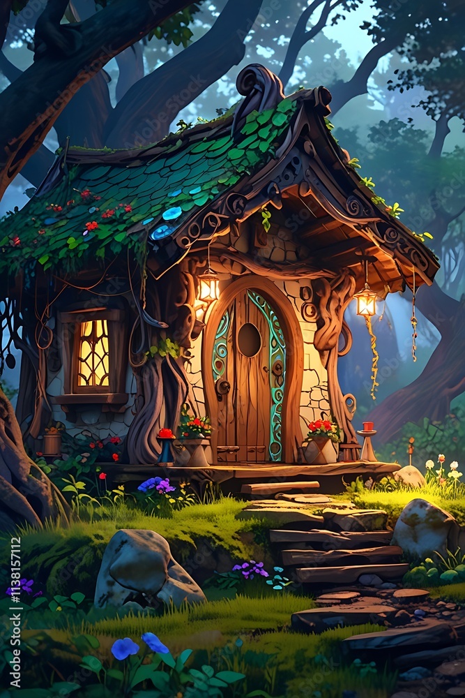 Obraz premium house fairy in the forest