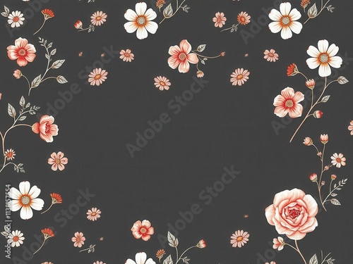 Wallpaper Mural Seamless charcoal small floral elements wallpaper design perfect for interior decor, textiles, and stationery, stationery, floral, design Torontodigital.ca