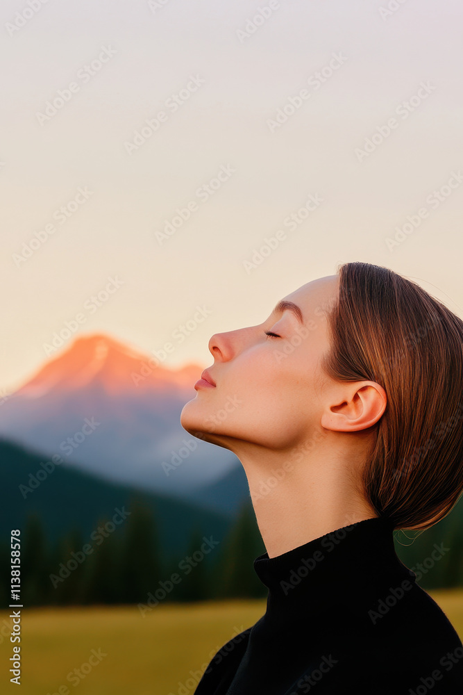 Inhaling serenity a person reflects in the majestic mountains nature outdoor peaceful side view mindfulness Inhaling serenity a person reflects in the majestic mountains nature outdoor peaceful side view mindfulness