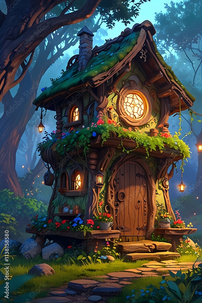 Obraz premium house fairy in the forest
