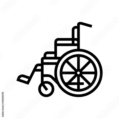 wheelchair fracture injury line icon vector. wheelchair fracture injury sign. isolated contour symbol black illustration