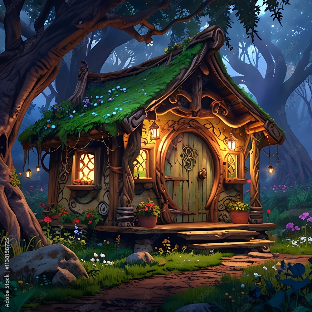 Obraz premium house fairy in the forest