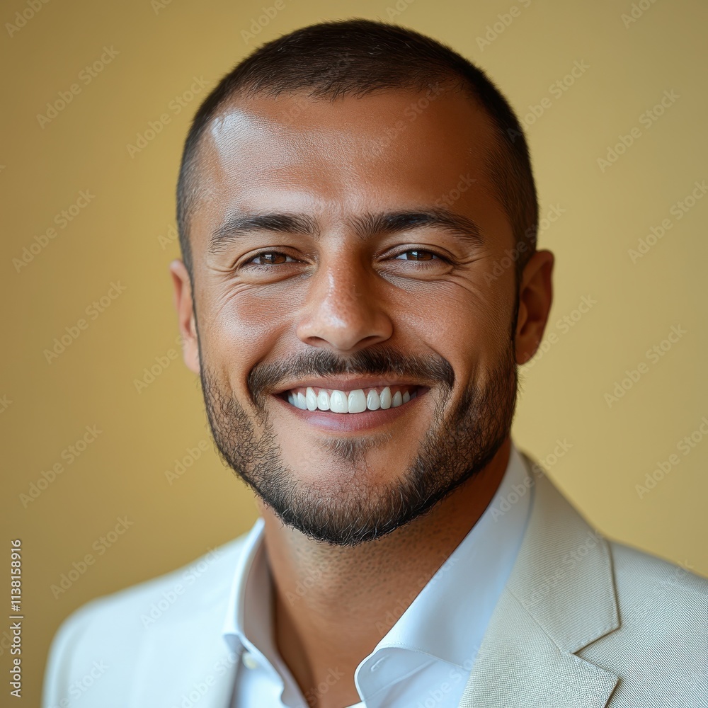 Confident businessman with a suit and a smile in a studio background, He looking at the camera Confident businessman with a suit and a smile in a studio background, He looking at the camera