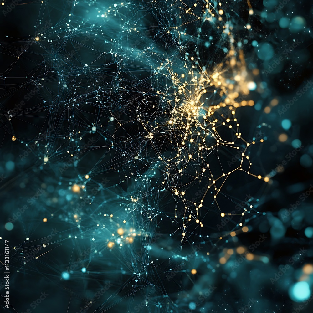 Clean AI algorithm visual representation with abstract nodes Clean AI algorithm visual representation with abstract nodes