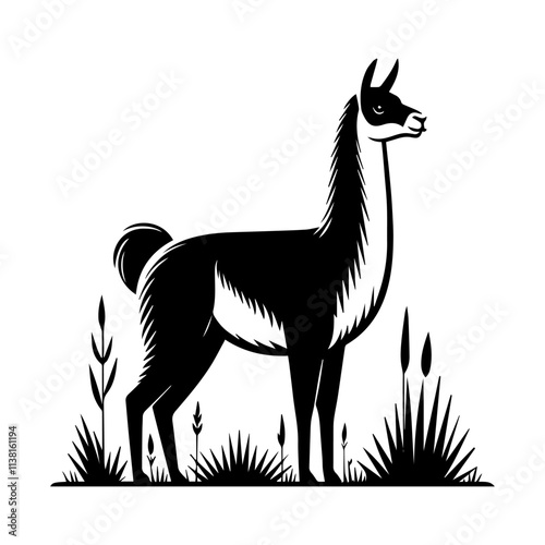 Simple Vector Icon of a Chilean Guanaco – Logo Design Illustration
