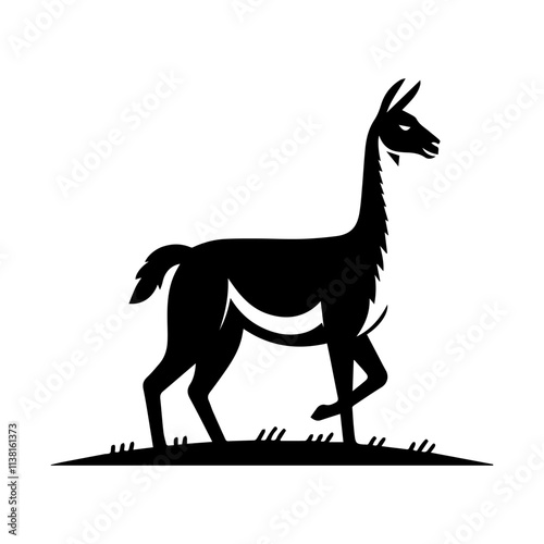 Simple Vector Icon of a Chilean Guanaco – Logo Design Illustration